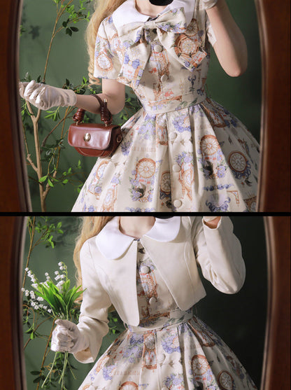 プリントレガントジャケットドレスクラシックセットエコーエターナルエコーロトール