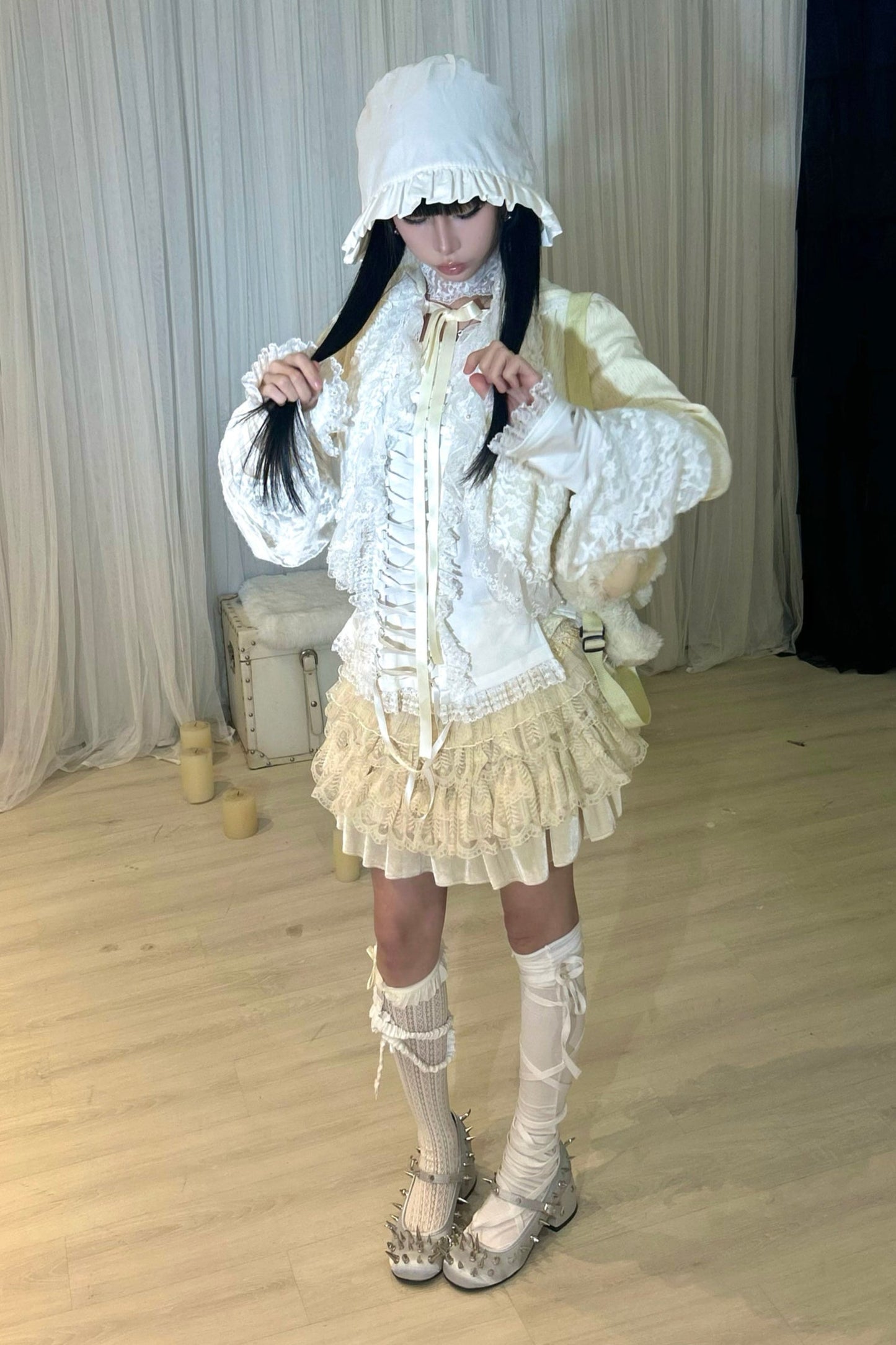 Cardigan Hooded Lace Luxury Velvet