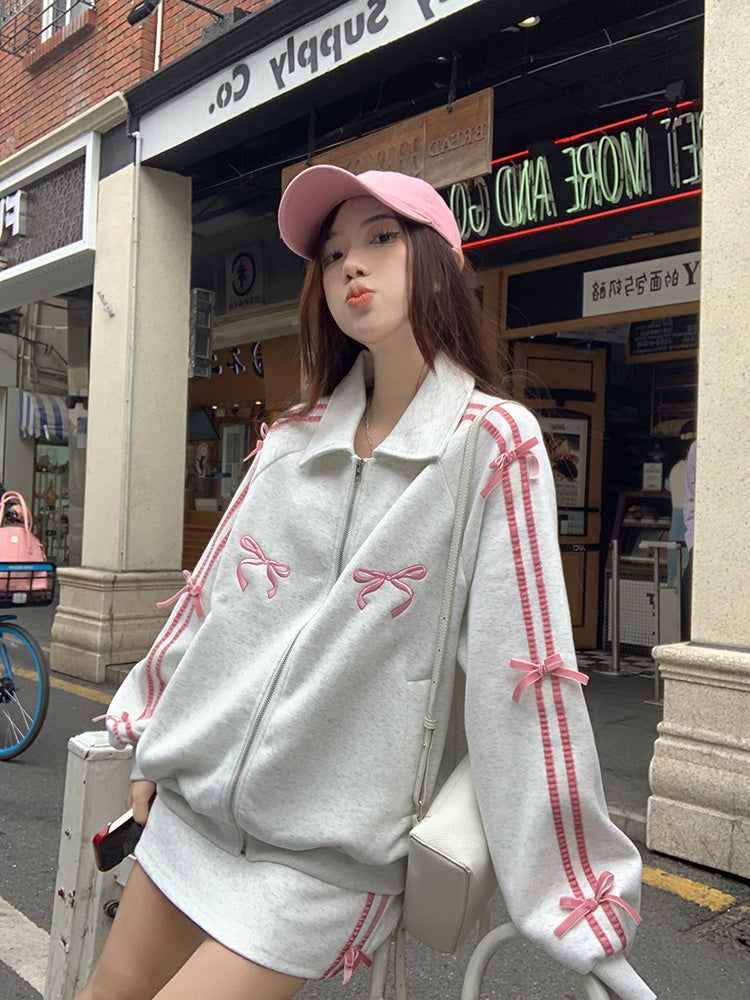 リボンアームスカートカジュアル+ジャケットタイト