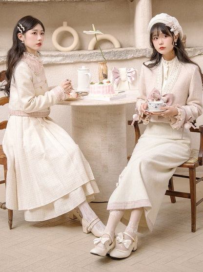 Jacket Love Skirt Sweet Long Skirt Button Short