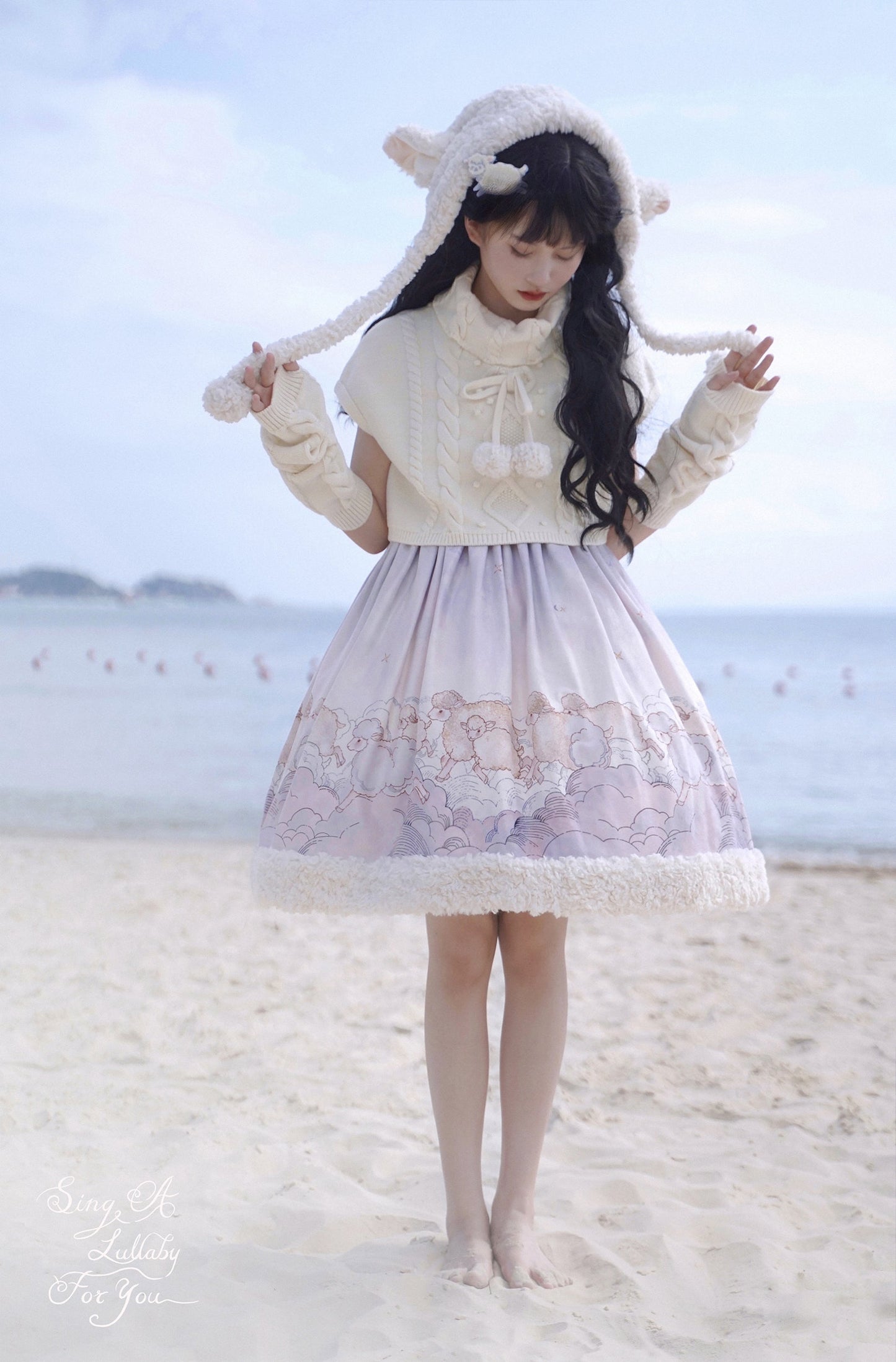 Cable Design High Neck Knit + Knit Leg Warmer + Fancy Lolly Ta Dress