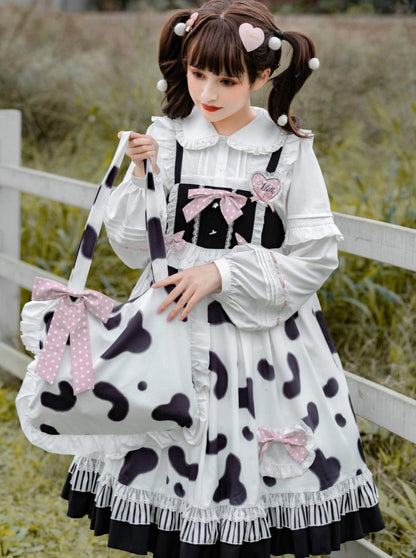 Hosenträger Kuh Bluse Rock Pelz + Mantel