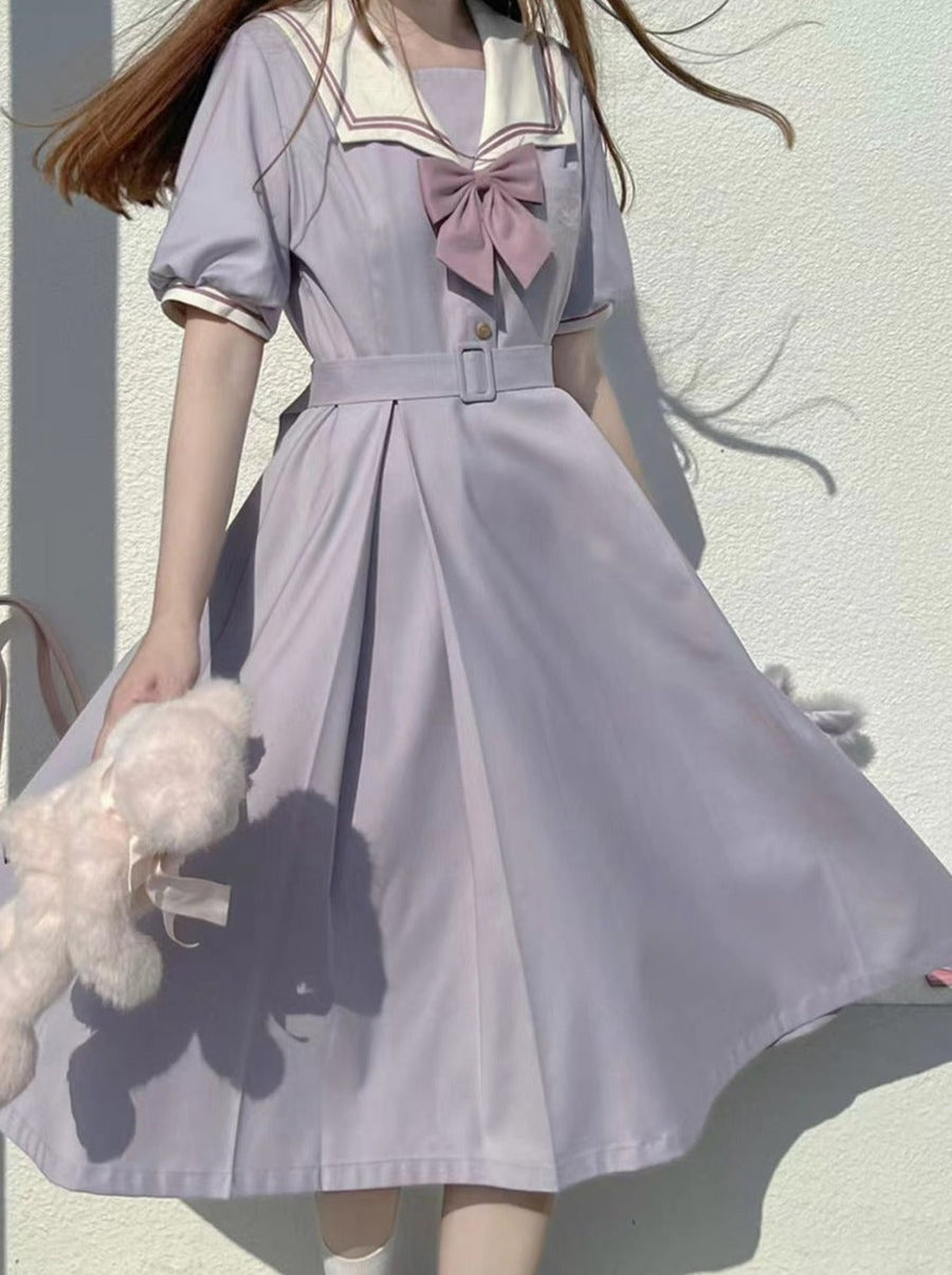 Robe légère marinière collège violet