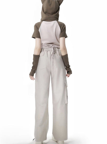 Top Pants Style Wasteland Cat Casual Ear Set Hoodie And