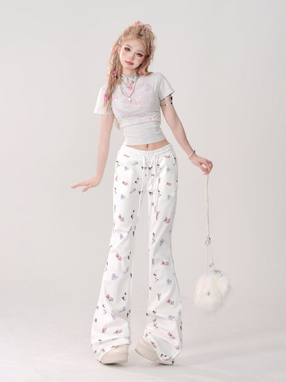 Pants Casual Cat Slim Print