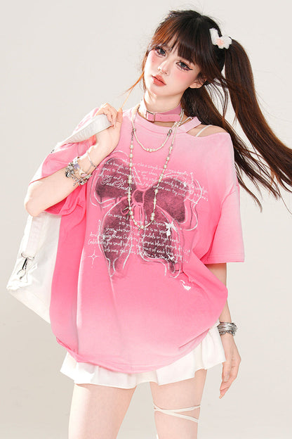 リボンTシャツ メロディー ストラップレス