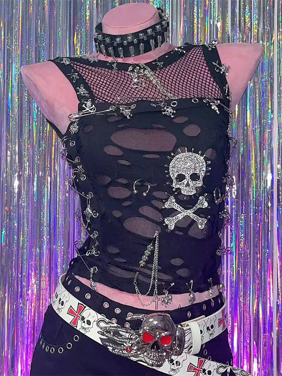 Gothic Lolita Punk Harajuku Bling Trim Crop Tops