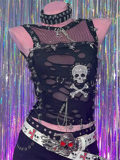 Gothic Lolita Punk Harajuku Bling Trim Crop Tops