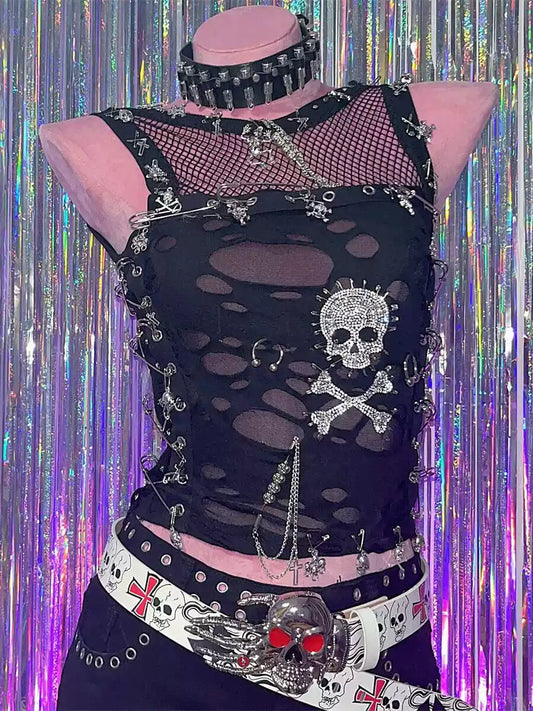 Gothic Lolita Punk Harajuku Bling Trim Crop Tops