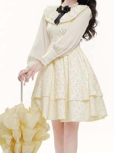 French Moon Style Long Palace Dress Cake Jacquard Candle Dress