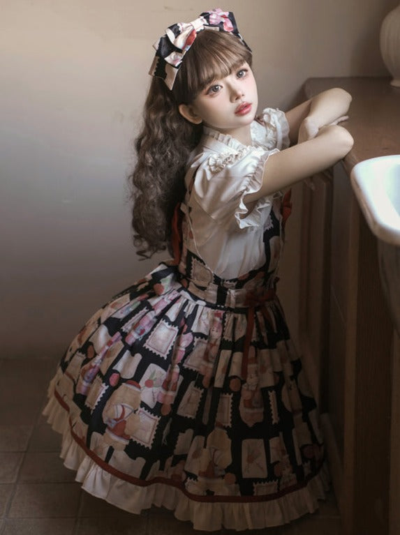 Lolita Lace-up Blouse Dress Suspender Lolita