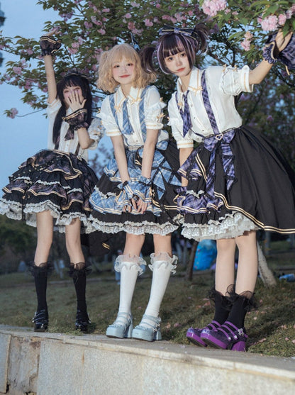 トップス スカート チェック アイドル フリル ティアード チェック ロリータ