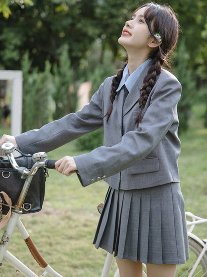 カレッジ+スタイル プリーツスカート タイブラウス ブレザー