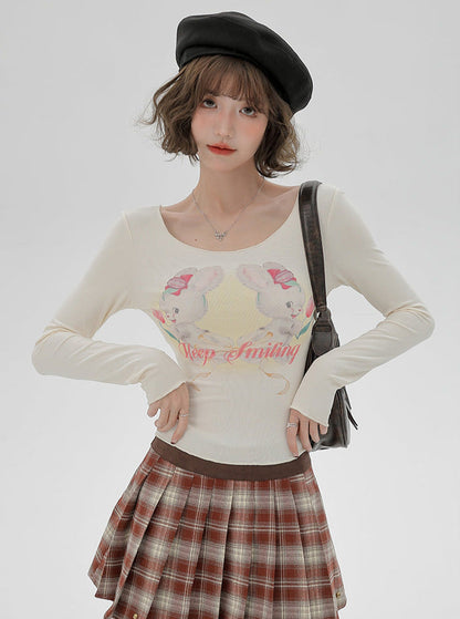 Short Long T Rabbit Print Sweet