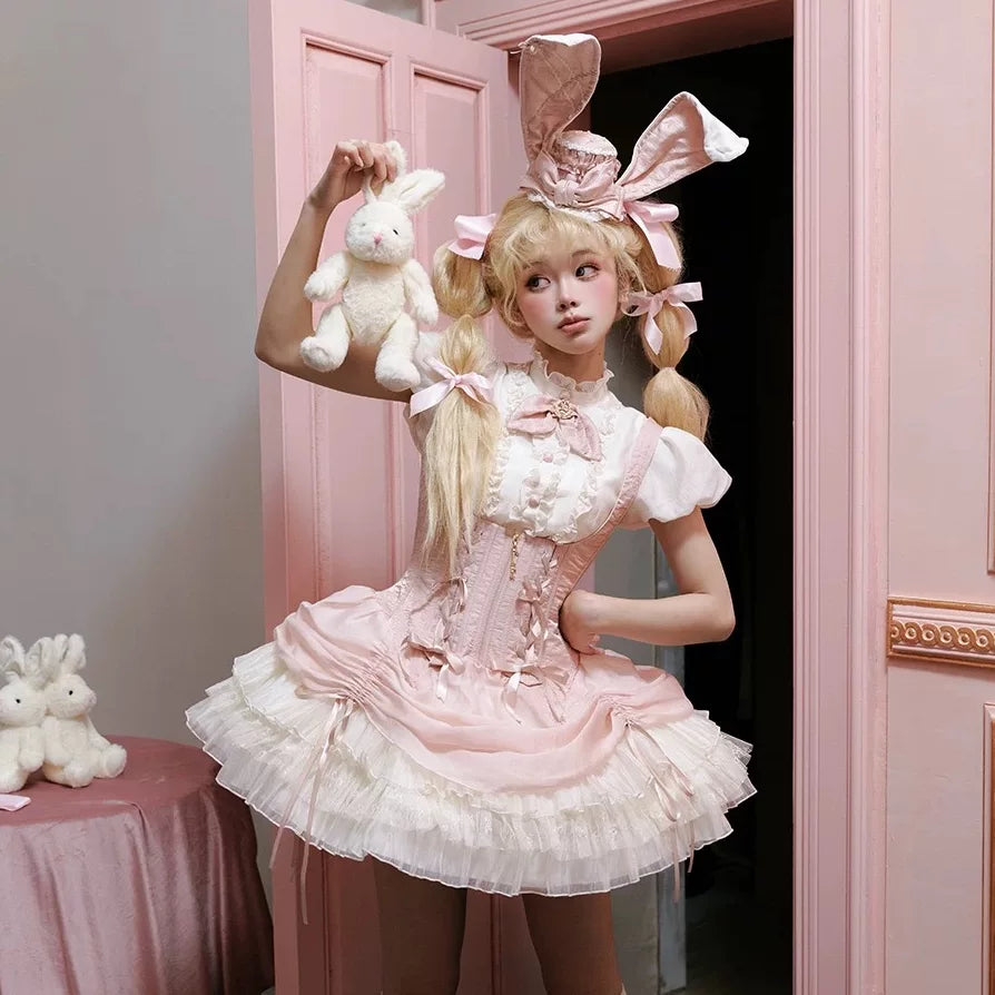 Bloé Rabbit Lolita JSK – Boned Waist-Cinching Princess Dress | Caramel Antique