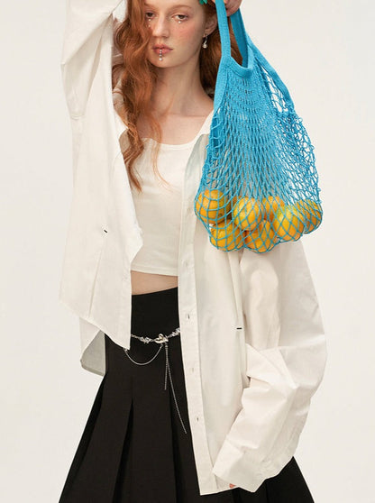 プリーツフードシャツ デコンストラクト ダーク