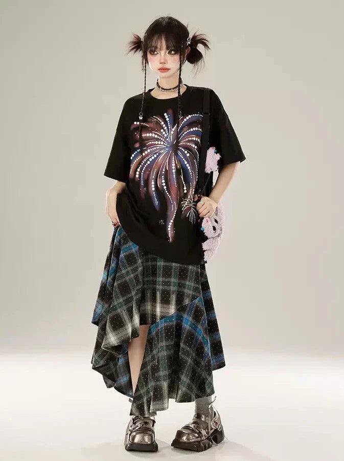 Kontrastierender Farbverlauf Unregelmäßig karierter Rock