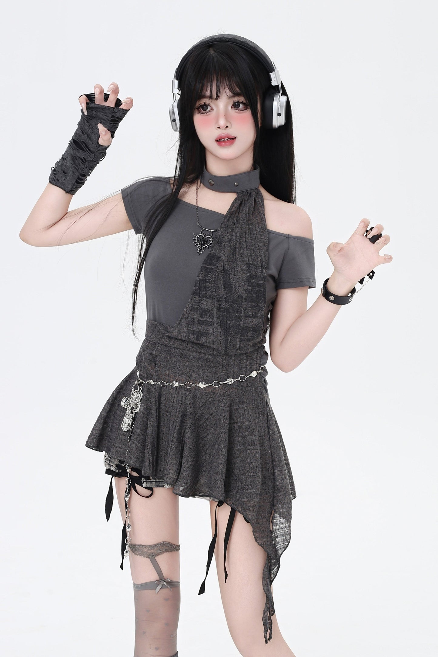 オフショルダー スリム ダーク スイート トップ