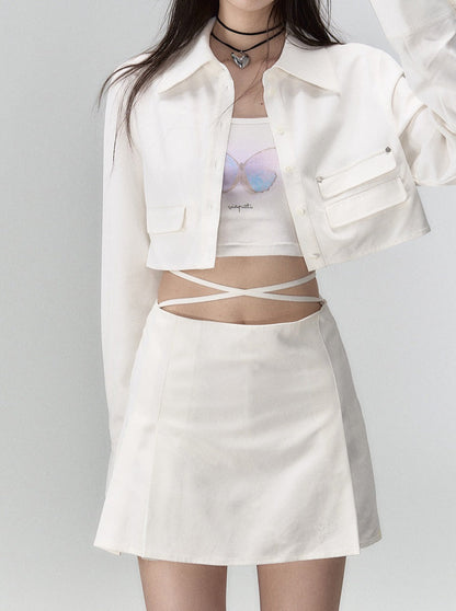 Fashionable Skirt Two-piece Jacket Coat + Short