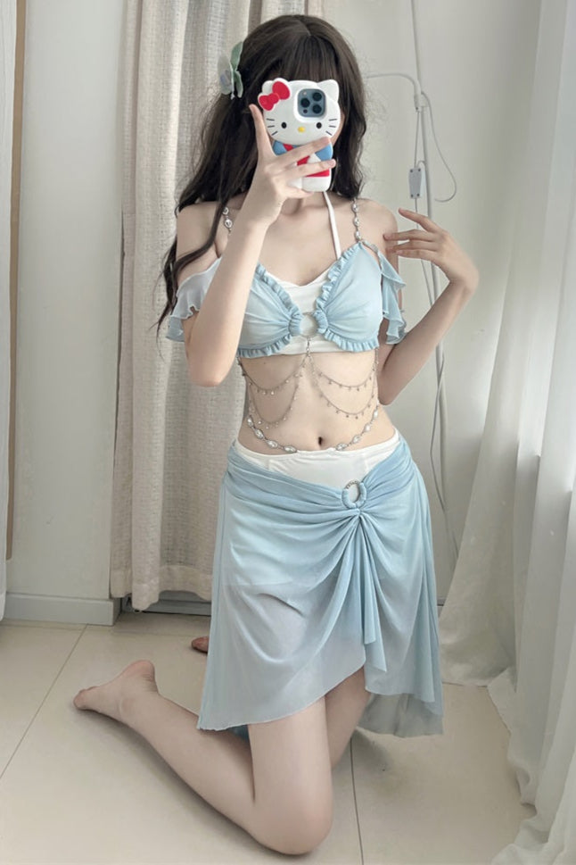 Light Split Mermaid Swimsuit Blue Set