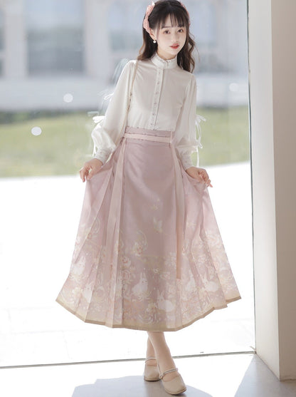 Bluse Sweet Neck Ruffle + Rabbit China Rock