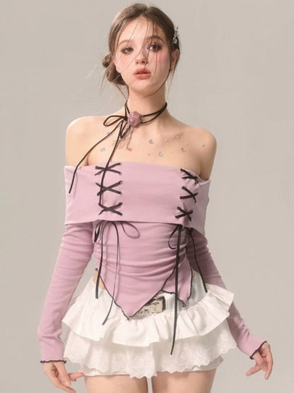 Trägertop Band Schulterfrei Rüschen High-End