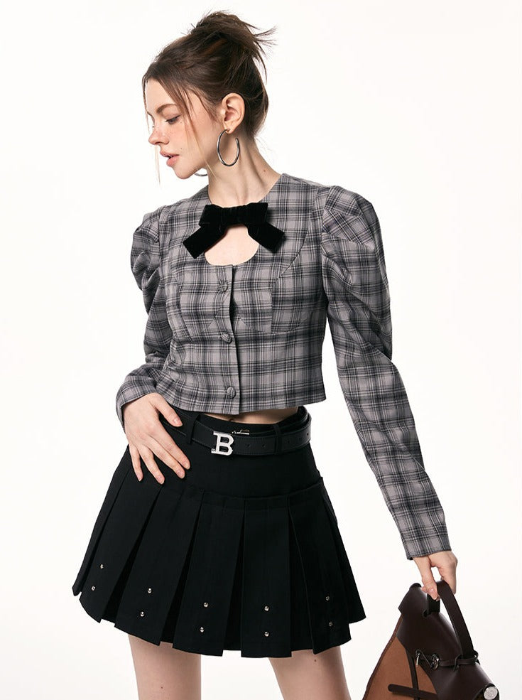 Karierte dunkle Oberteile kurz