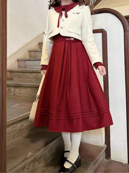 Elegant White Short Waist Retro + Jacket Design Logo