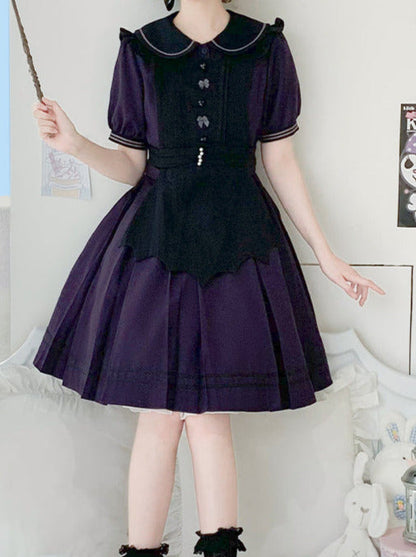 カラー ホワイト ブラック ロリータ ソリッド エプロン