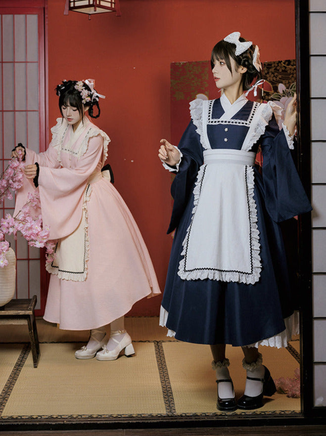 Kleid Schleife Maid Retro Rüschen Groß