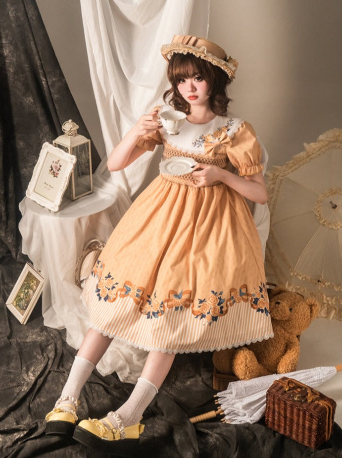Lolita Blumen Elegantes Mädchen Retro Kleid 