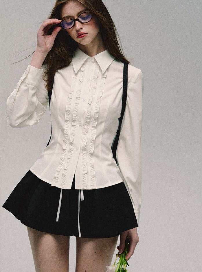 フリルデザインセンターシャツ ウェストマーク