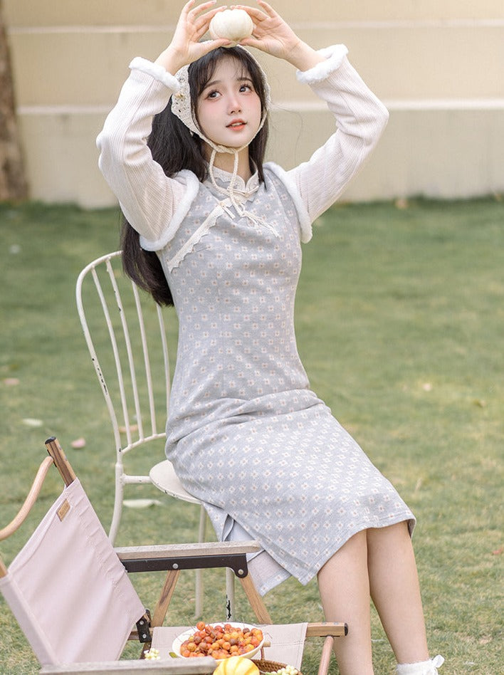 China Dress Sweet Retro Pastel Flower