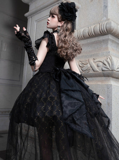 Rose Dress Black Flared Gothic Lolita