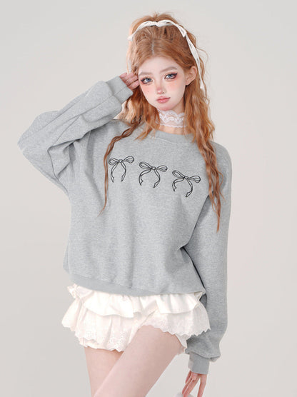 Sweatshirt mit Schleife und süßem Halsausschnitt