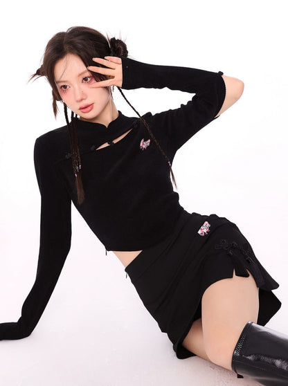 チャイナショートタイトトップ