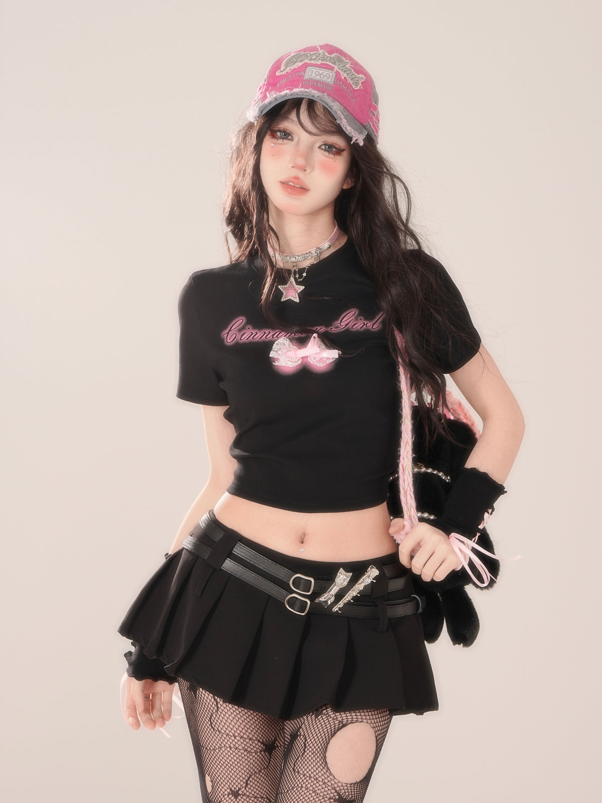 Flying Slimming Short Love Tops Schwarz