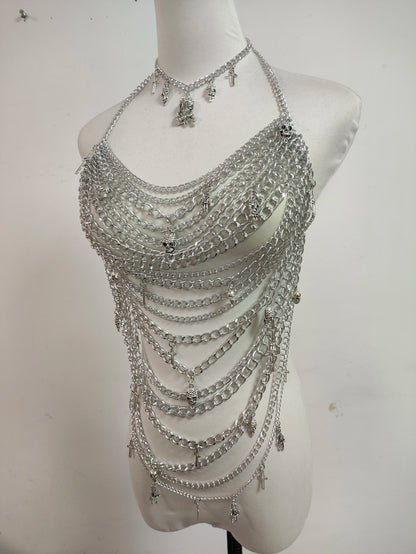 Halloween Skeleton Feast Aluminum Chain Cross Splicing Silver Pack