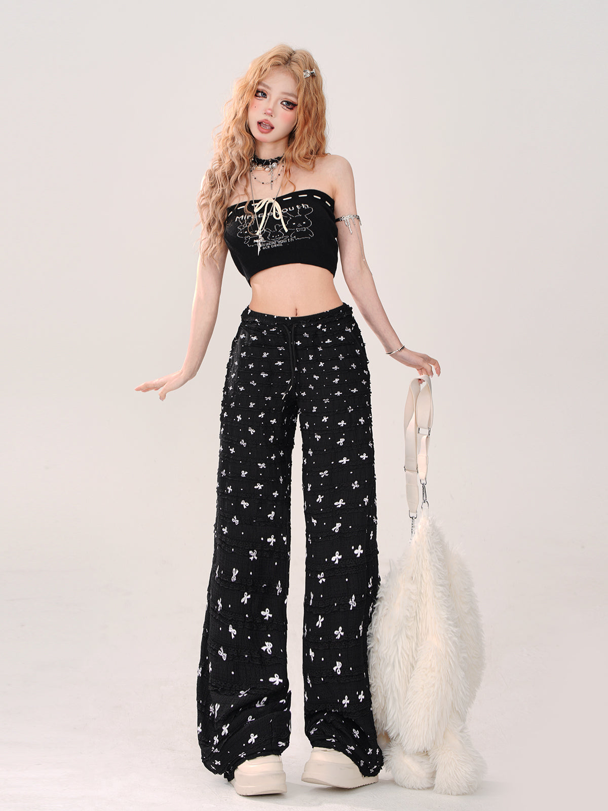 ゆったりリボンクールカジュアルパンツ