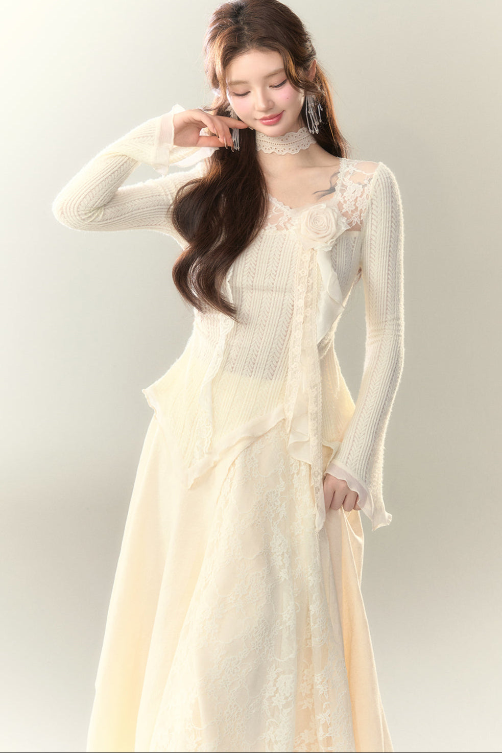 ワイルドティーホワイト+フェアリーロングイレギュラートップスカート