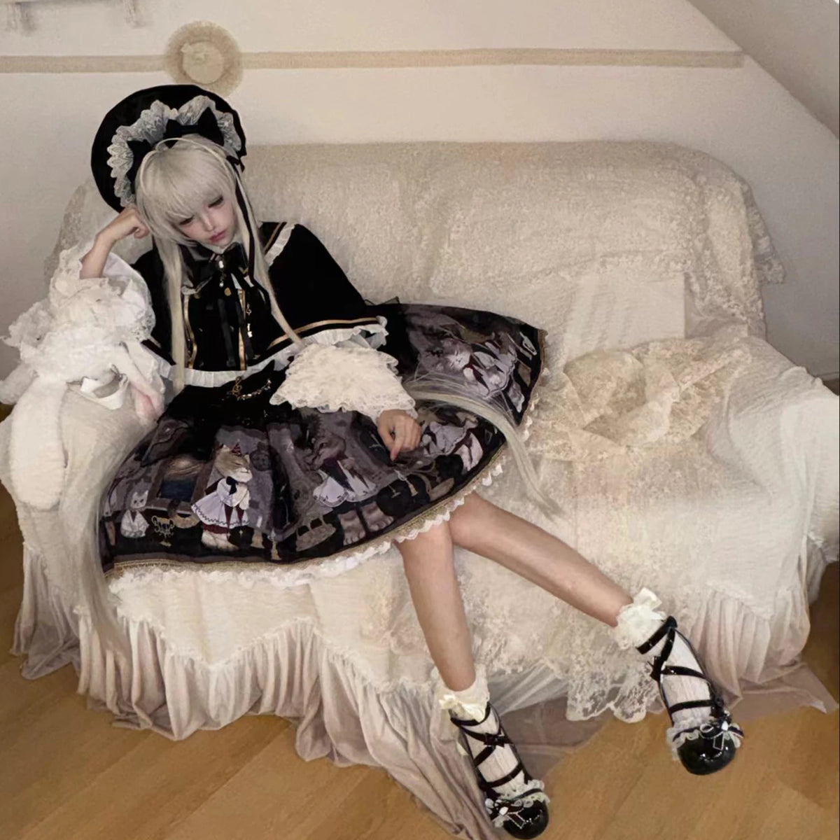 Cat Choir dress and cape styled with separate bonnet