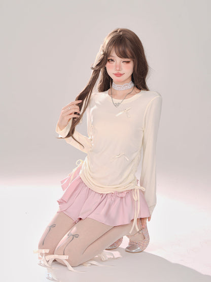 Süßes T-Shirt mit langem Band und Kordelzug