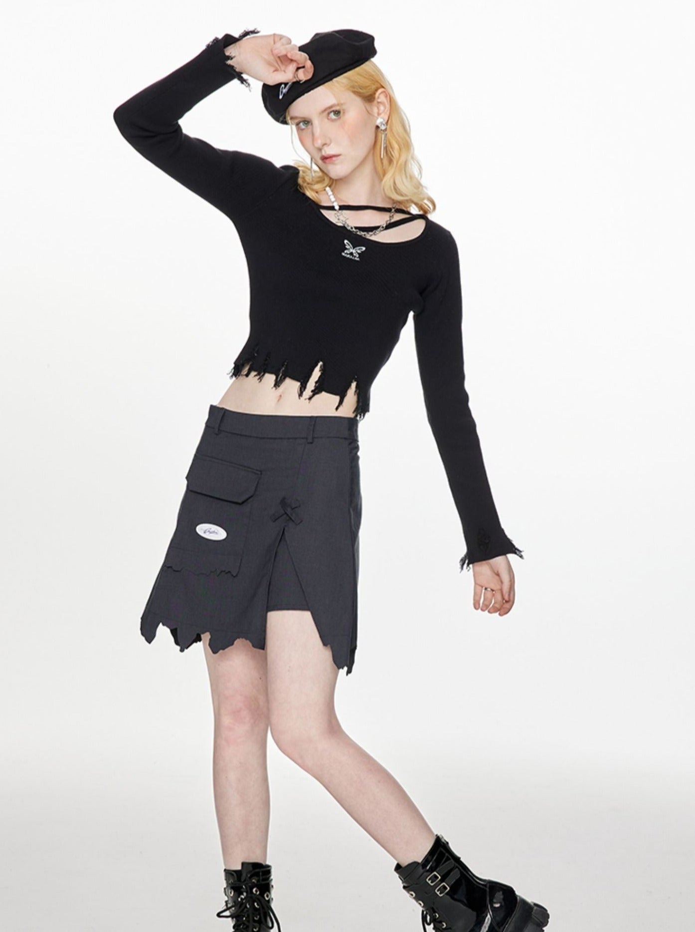 Trendiger Mode-Rock mit Taschenlogo