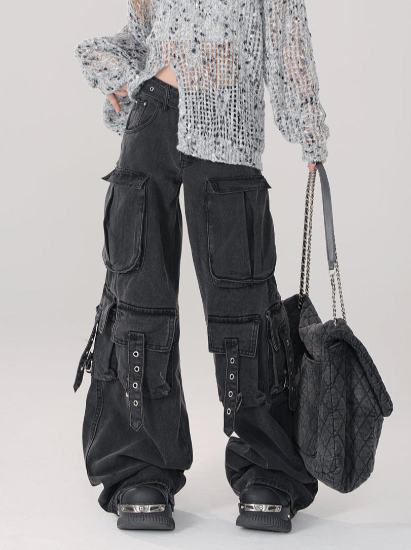 Denim Cargo Dark Pants Cool Black Knight