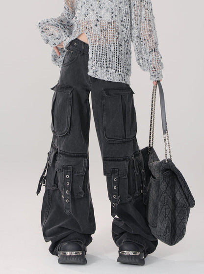 Denim Cargo Dark Pants Cool Black Knight