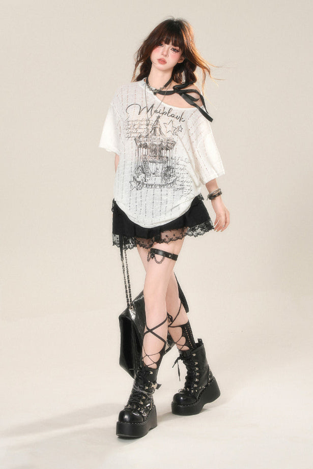 Shoulder Dark Tops Sheer