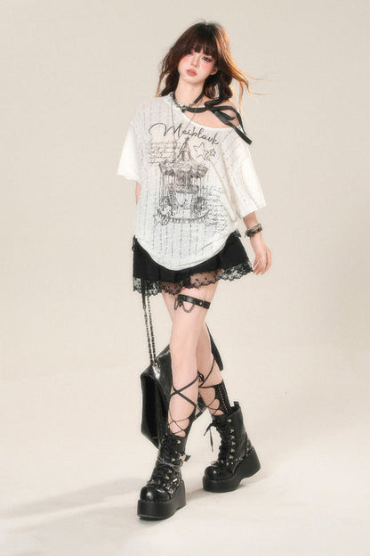 ショルダーダークトップスシアー