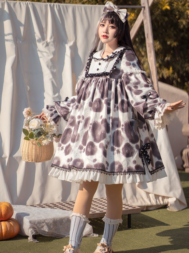 ヒョウ柄ワンピース ボリュームドット ロリータ
