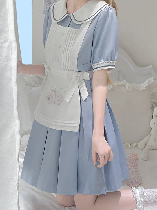 カラー ホワイト ブラック ロリータ ソリッド エプロン