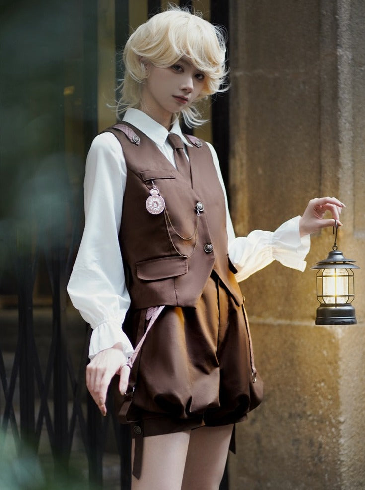 Ballonbluse Hose Weste Rüsche + Junge Detektiv